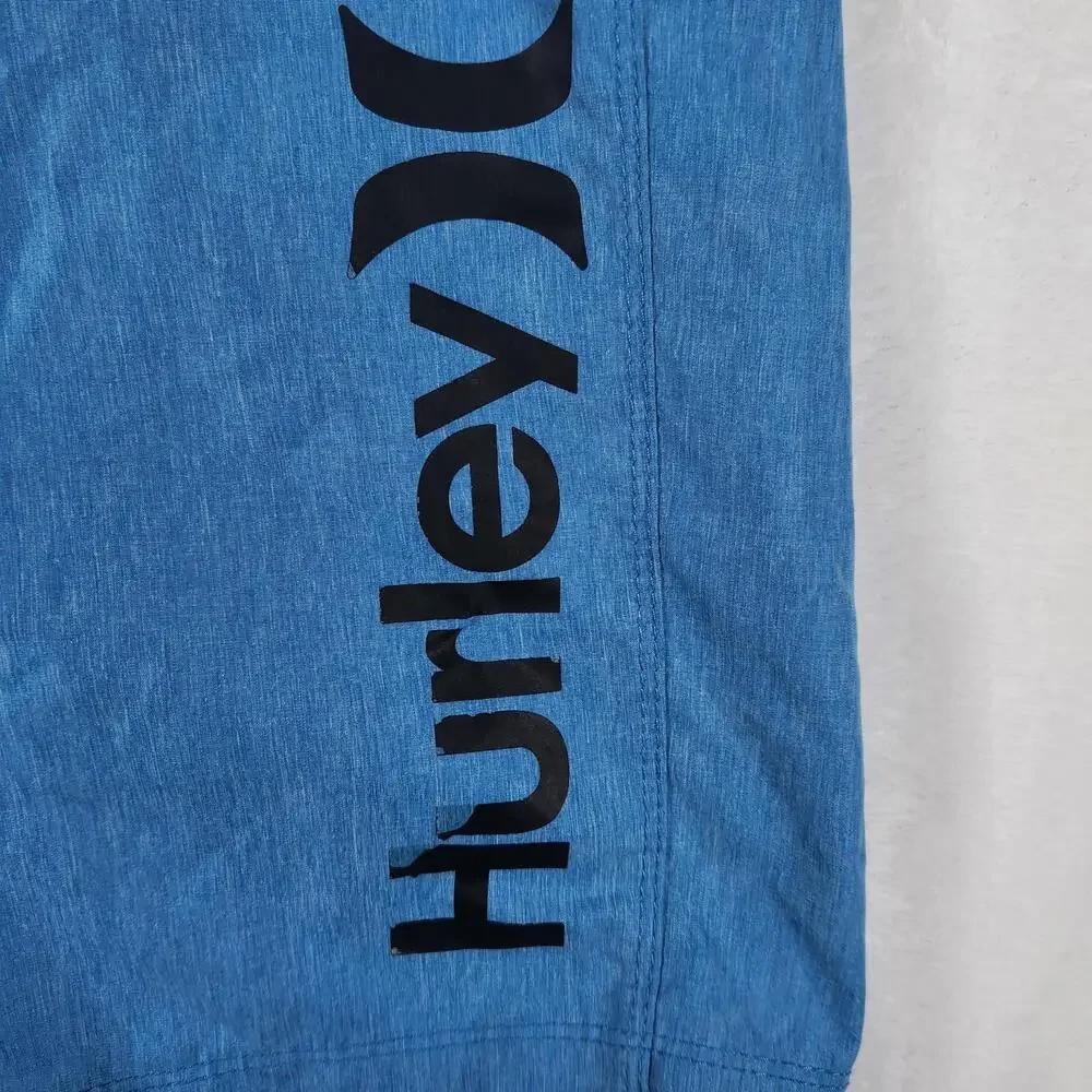 Hurley Mens Board‎ Shorts Sz 30 Blue Swim Trunks Surf Logo Drawstring